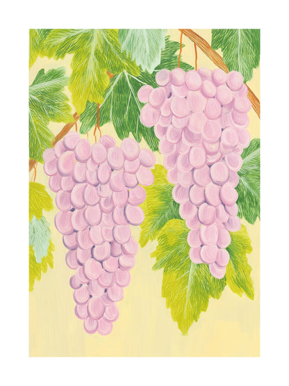 Poster of pink Vespa scooter on yellow-striped background