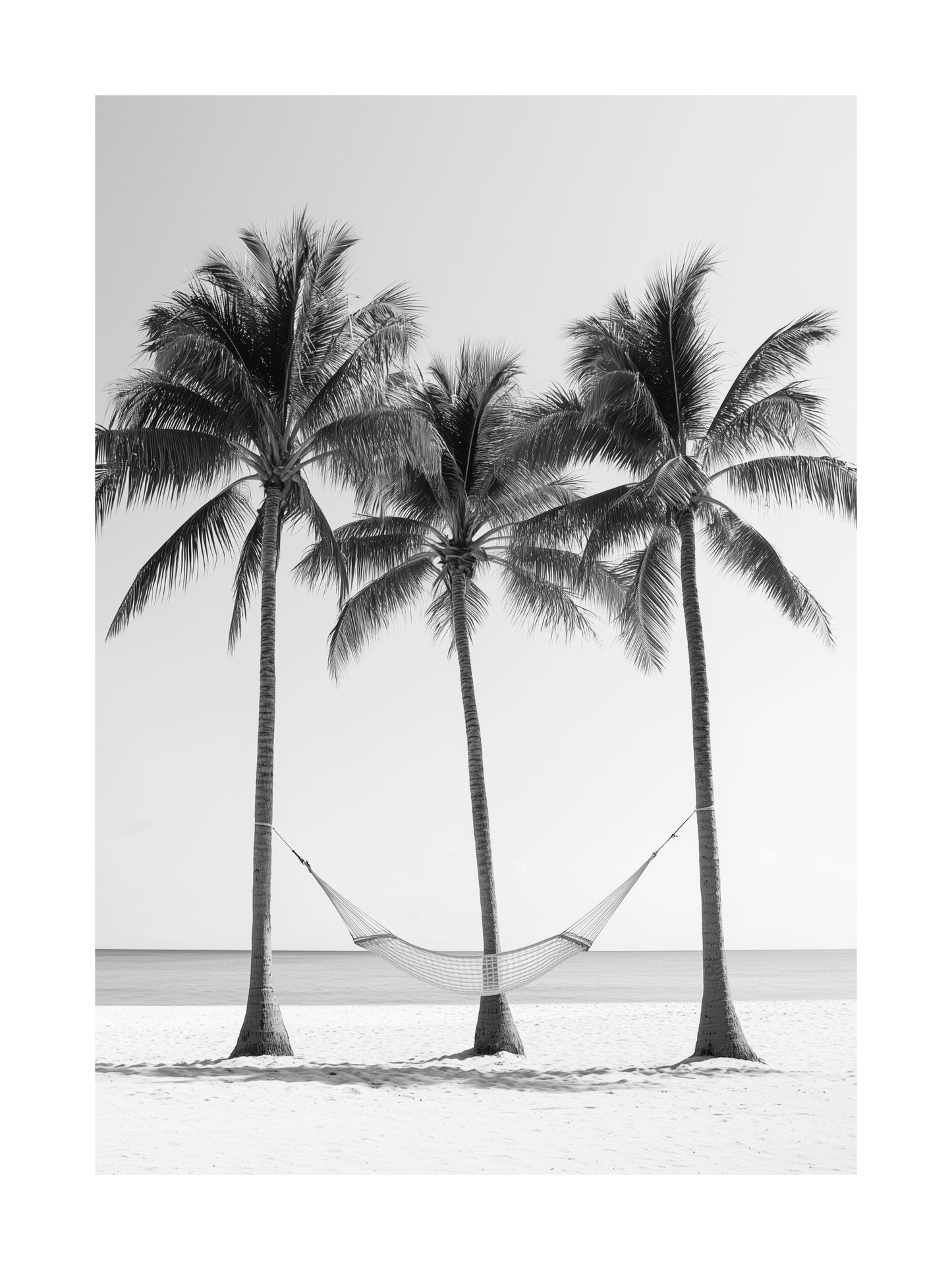 Palm trees and hammock on beach – minimalist tropical poster