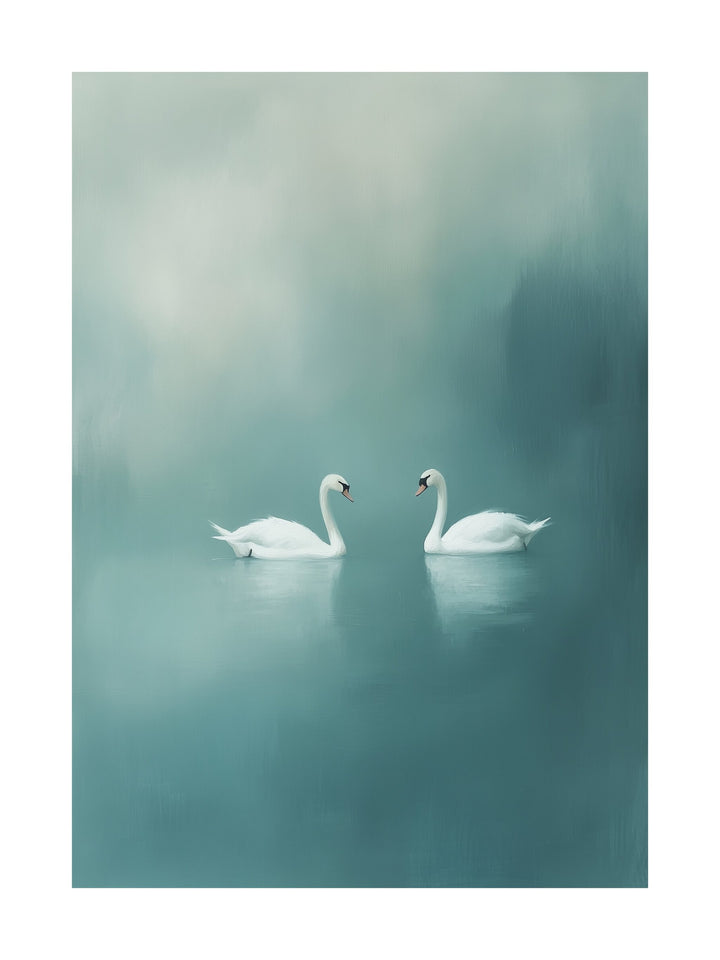 swan serenity decorative wall art - modern poster for home or office