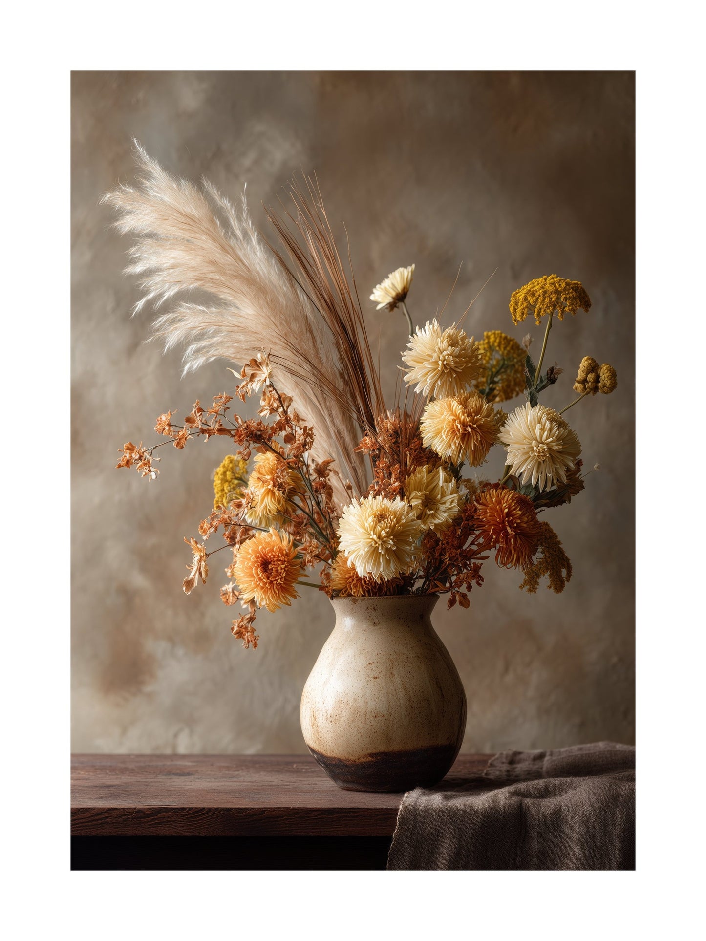 Poster of dried autumn flowers in a ceramic vase