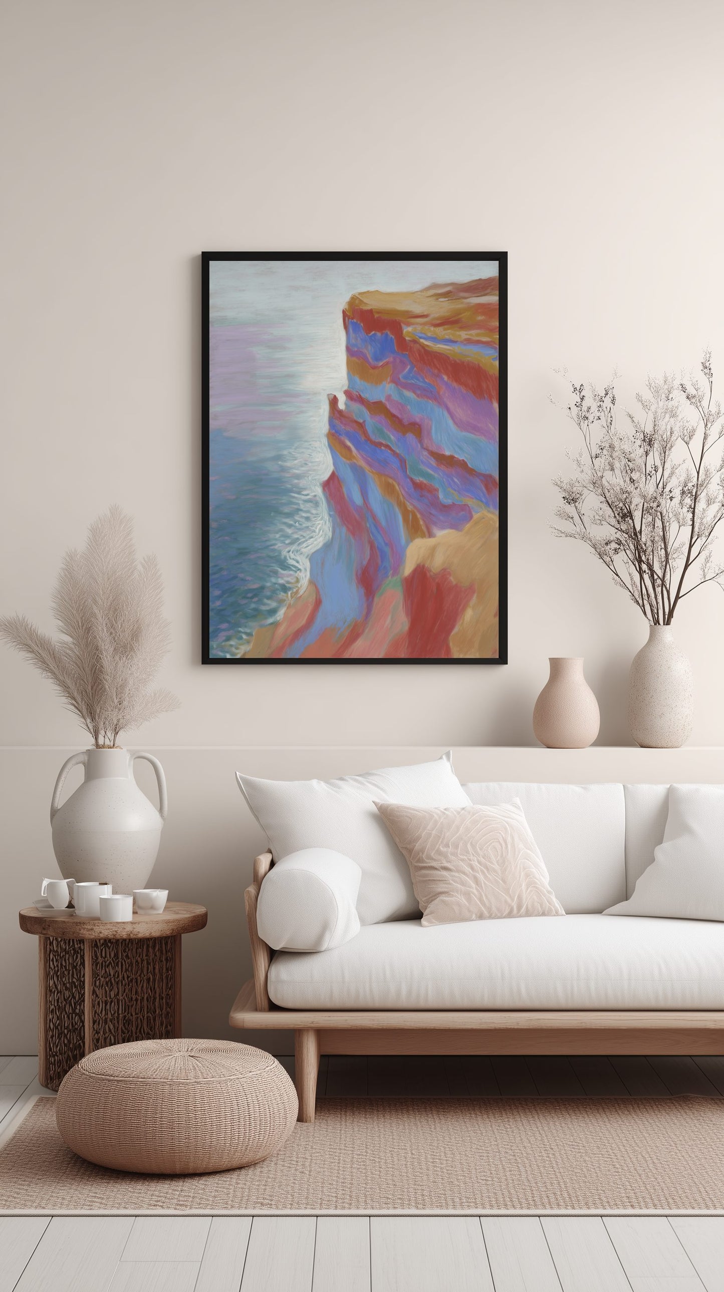 Pastel Coastal Cliff Poster