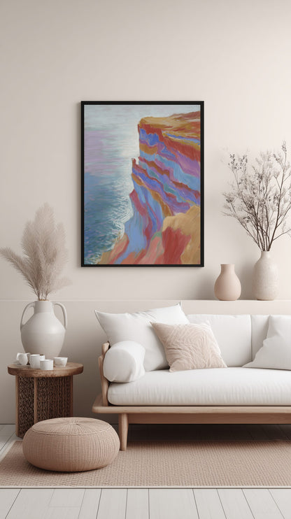 Pastel Coastal Cliff Poster
