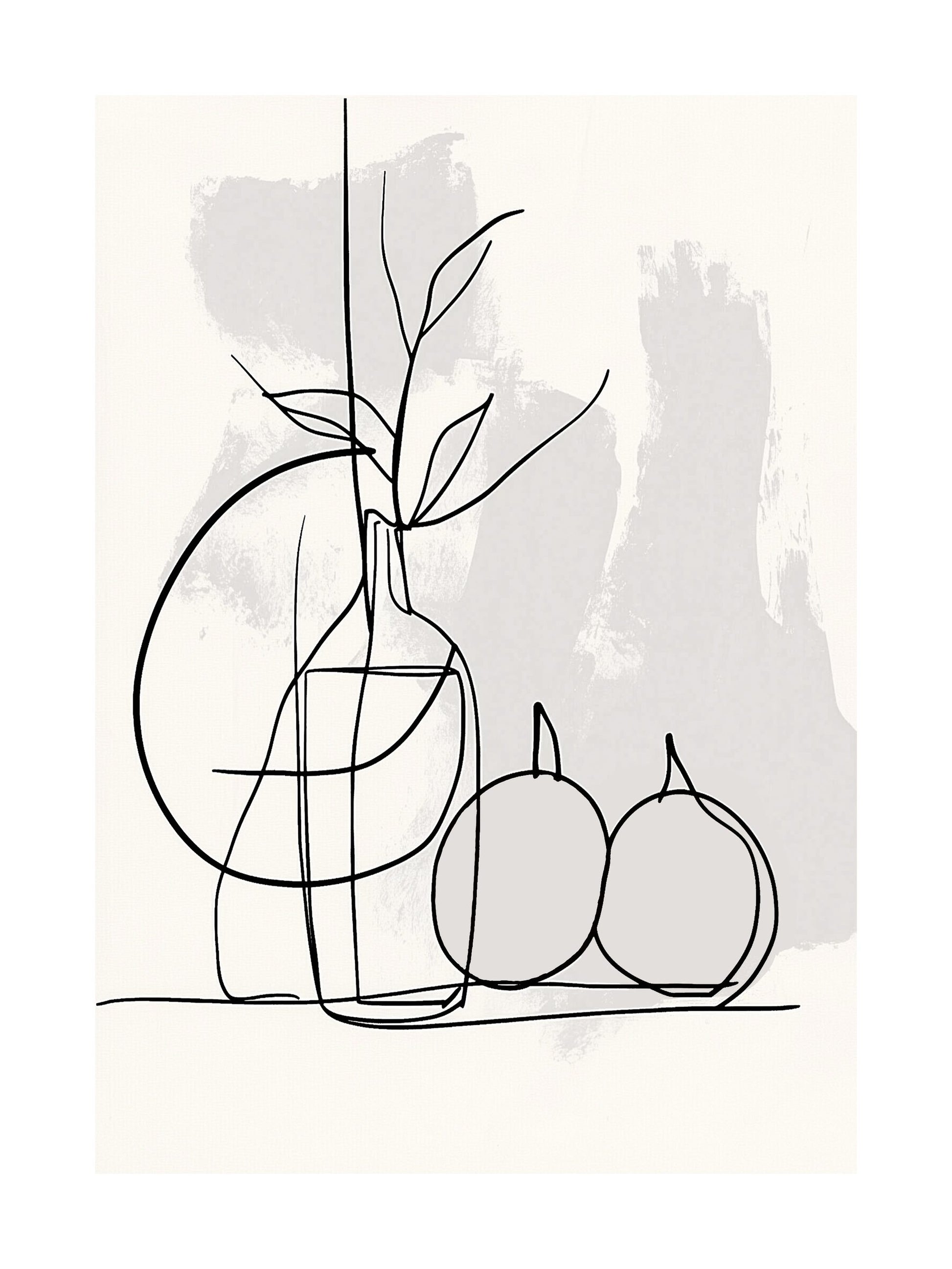 Neutral toned fruit sketch poster - Scandinavian style wall art