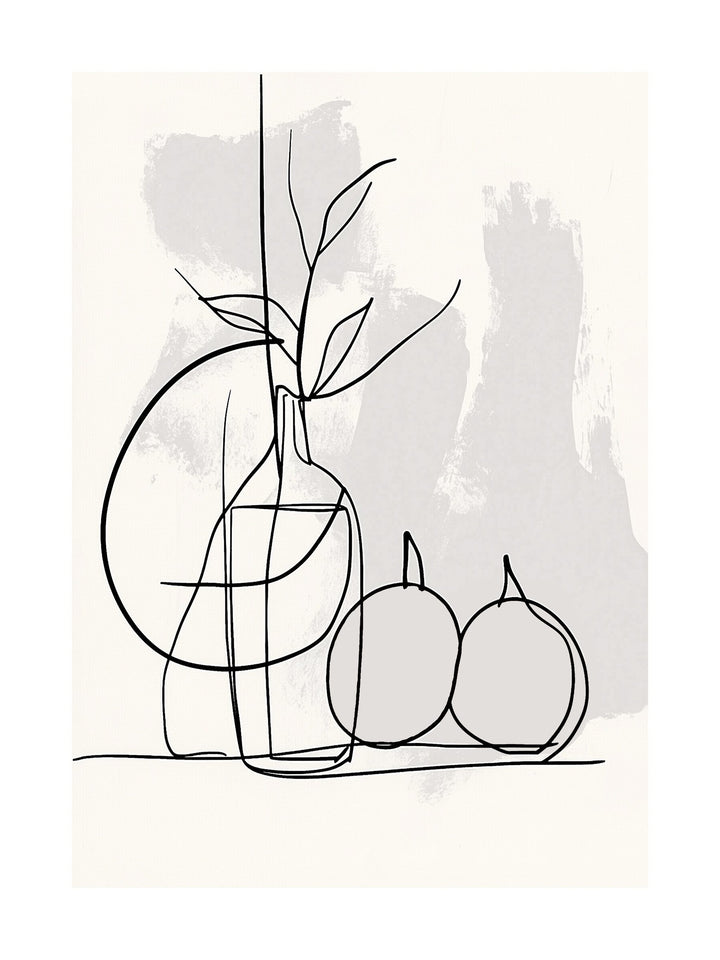 Neutral toned fruit sketch poster - Scandinavian style wall art