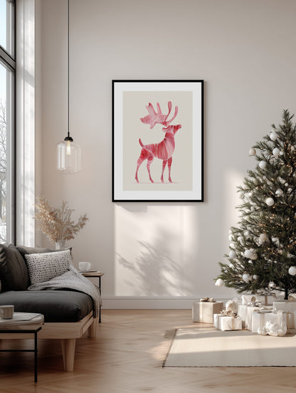 Abstract Reindeer Lines Poster