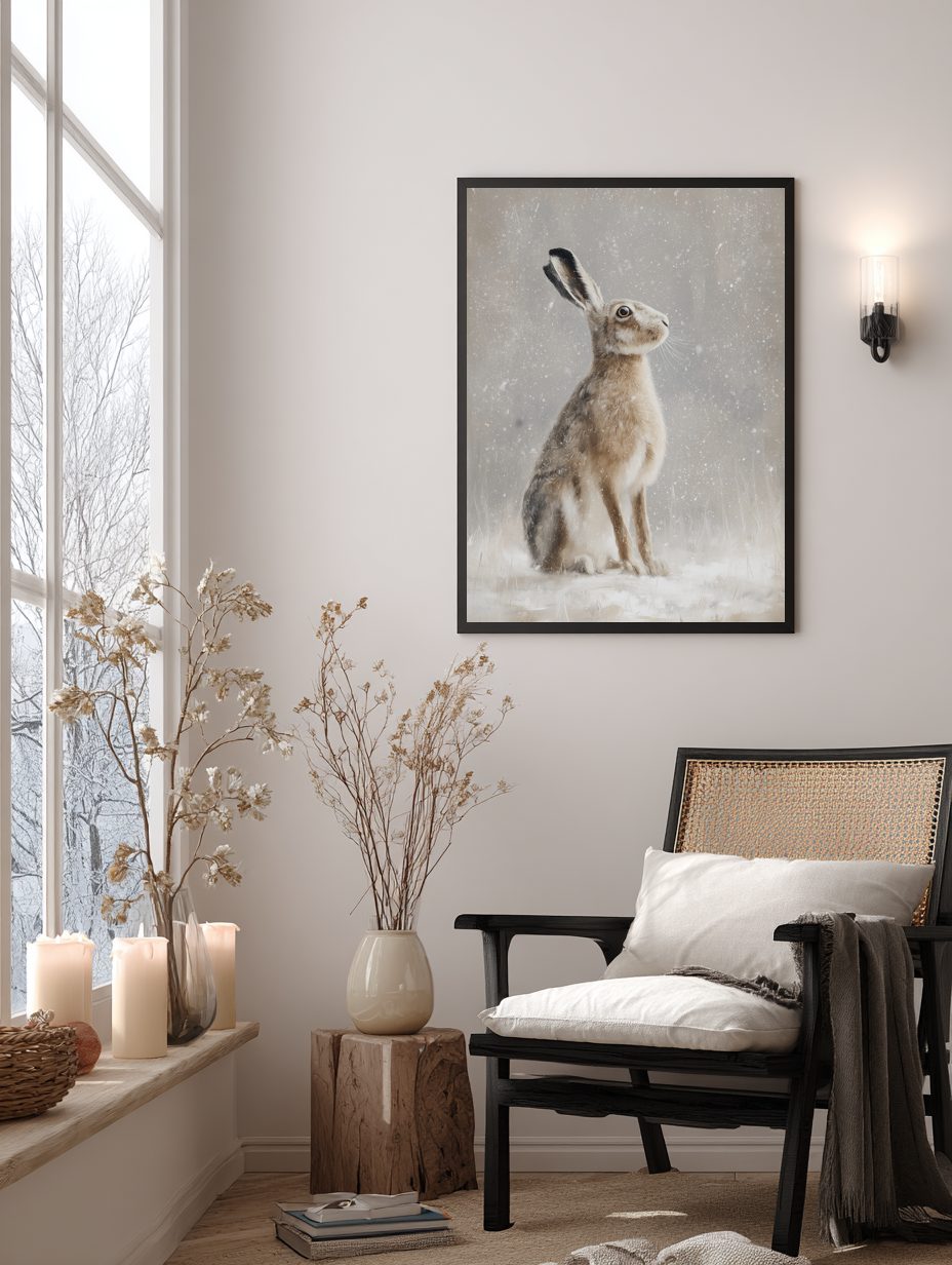 Hare in Snow Poster