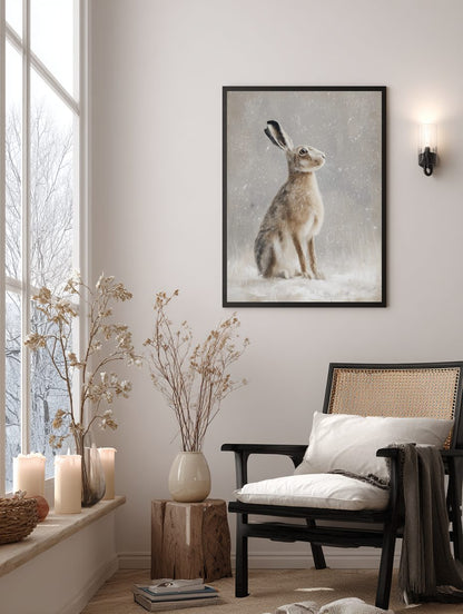Hare in Snow Poster