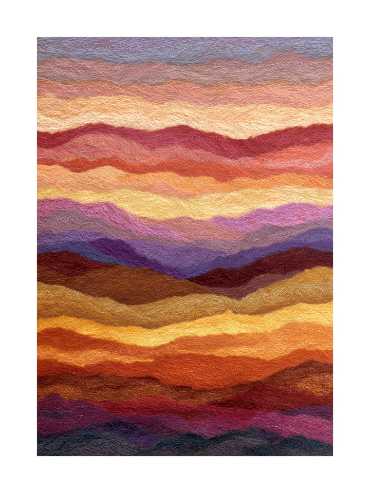 Abstract poster of colorful autumn mountain layers