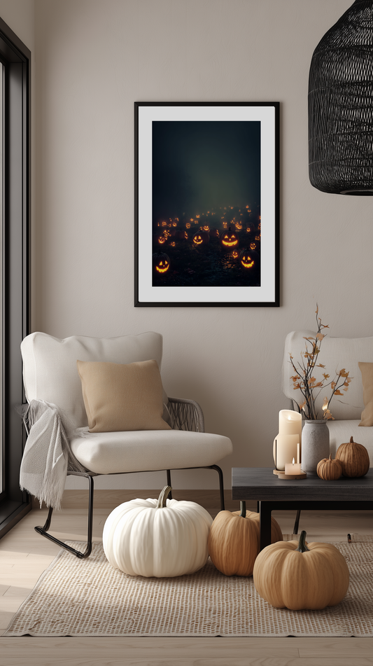 Pumpkin Patch at Night Poster
