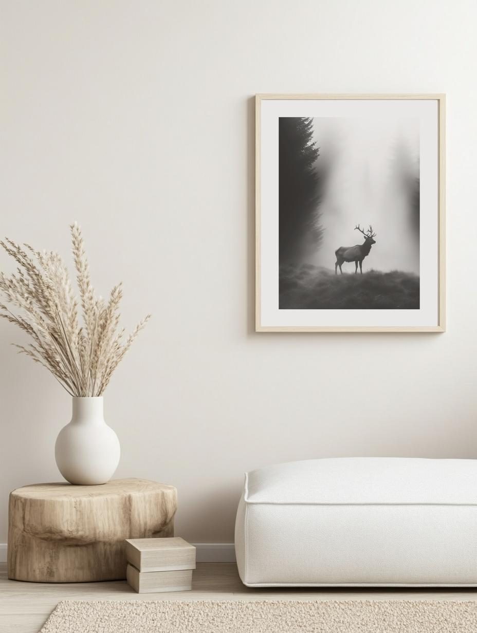 Misty Forest Stag Poster