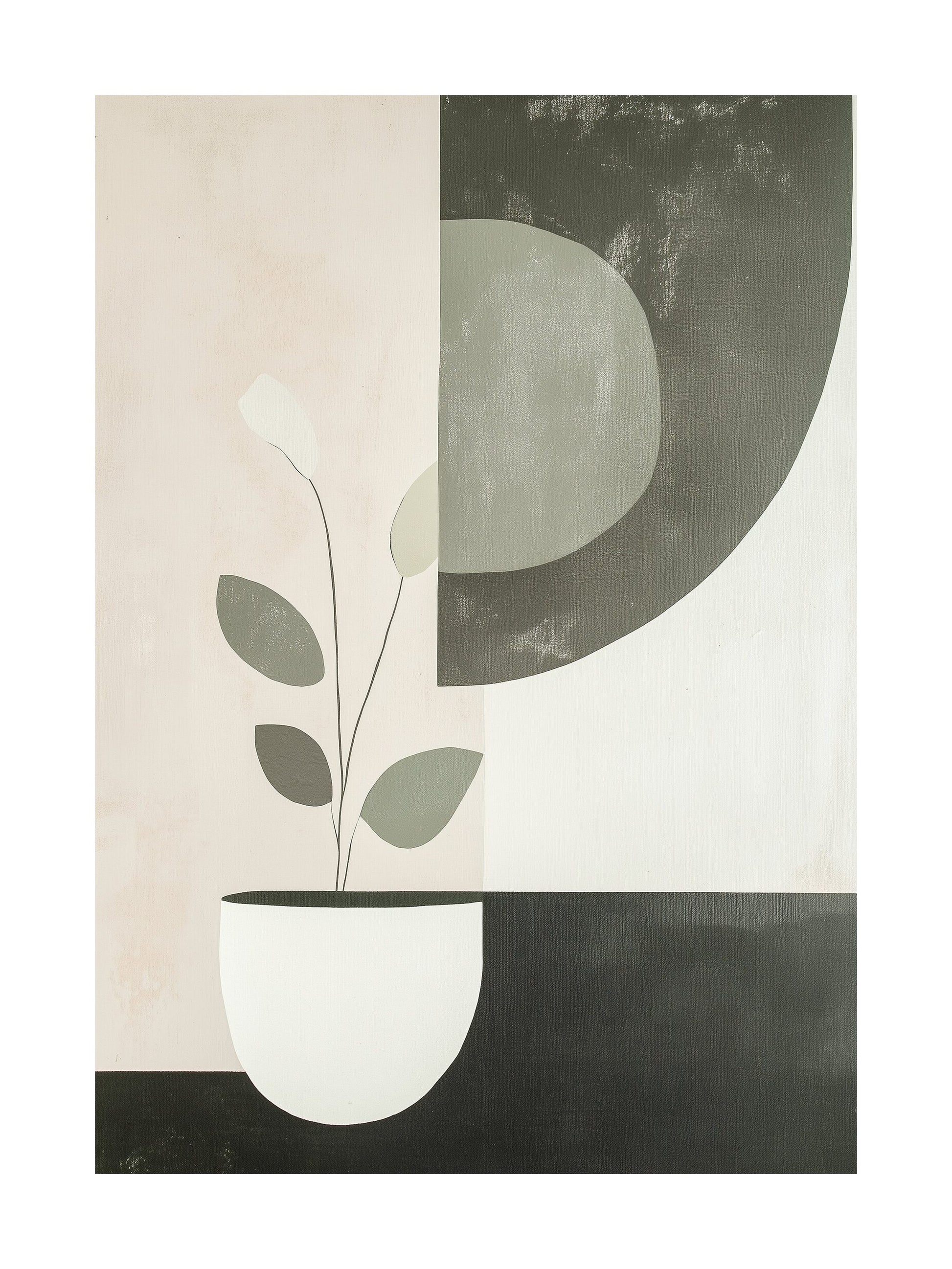 Modern plant poster with geometric background, ideal for Scandinavian-style wall art.