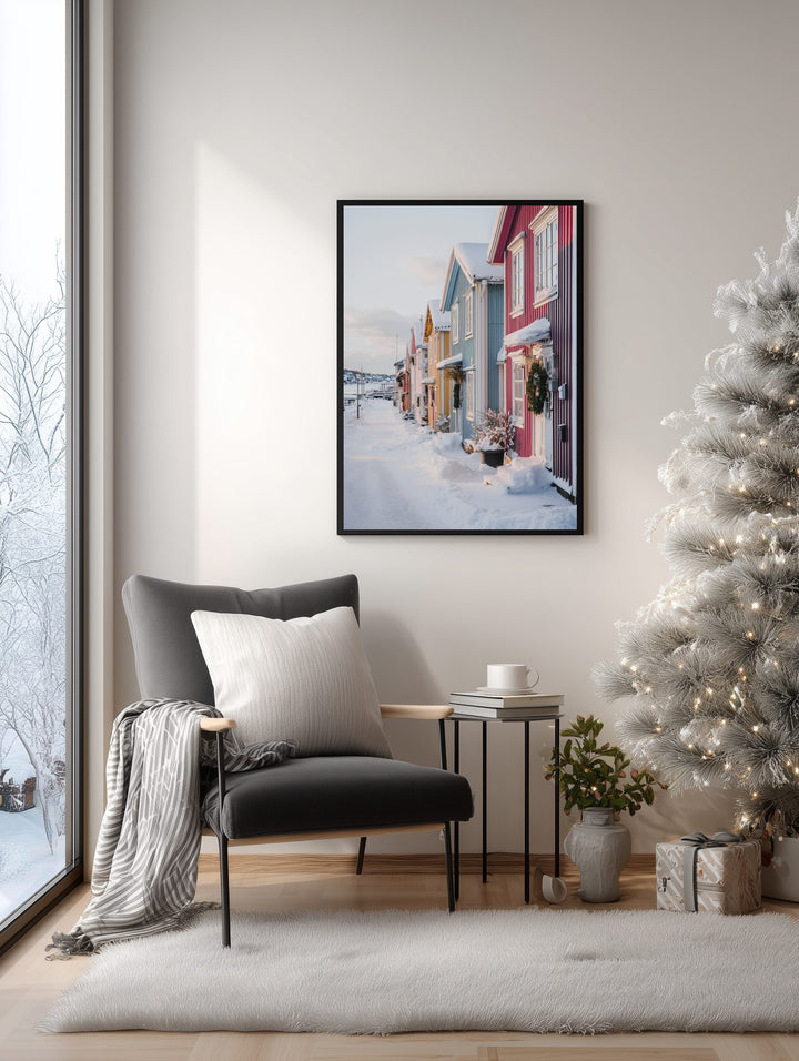 Nordic Coastal Winter Street Poster