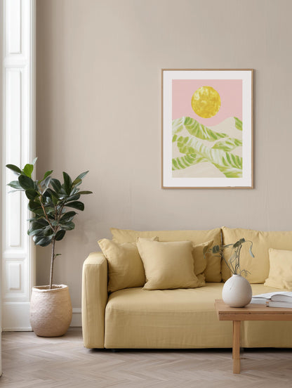 Golden Sun over Desert Hills Poster Poster