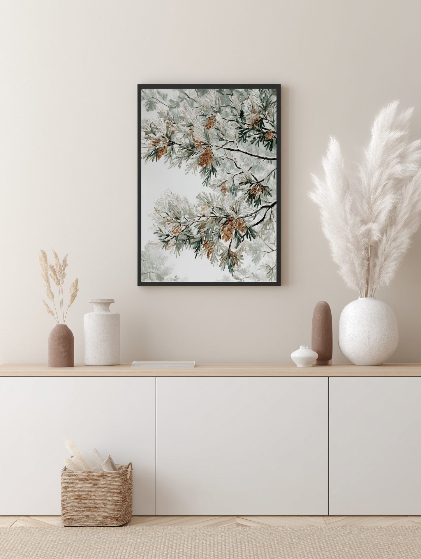 Winter Pine Branches Poster