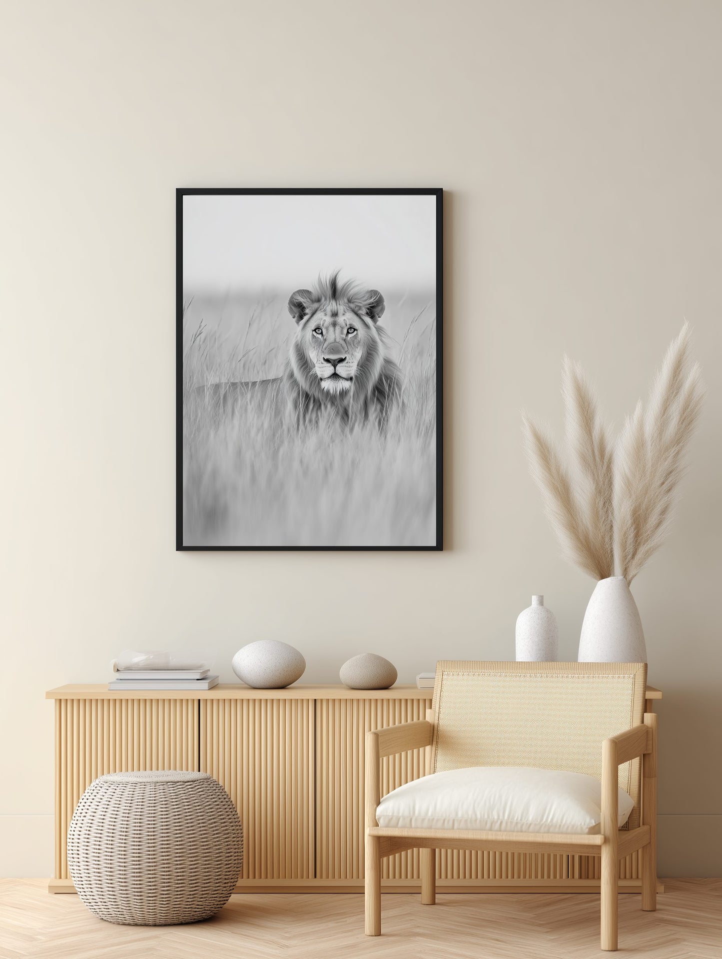 Lion in the Grass Poster
