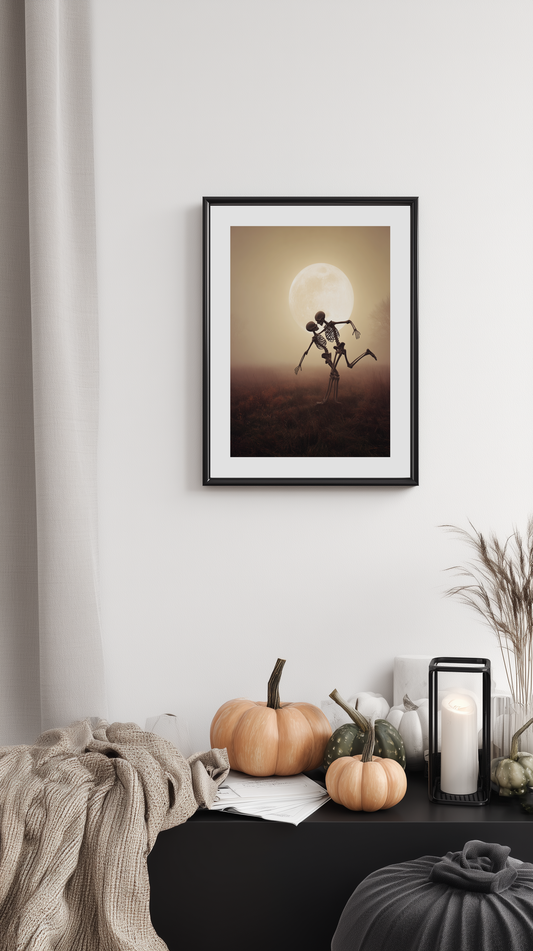 Skeleton Lovers Under the Full Moon Poster