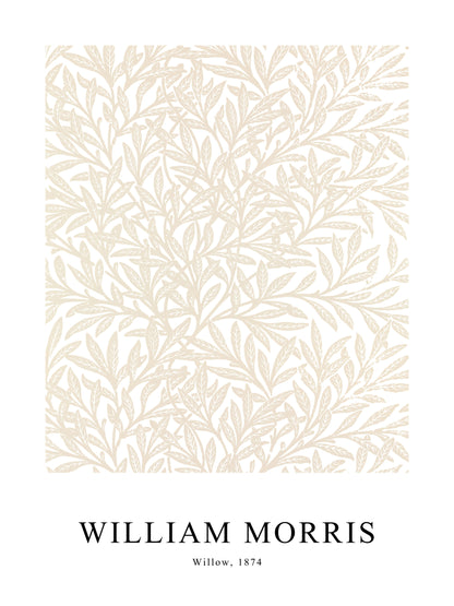 Poster of Willow by William Morris in beige, with light, elegant leafy branches.