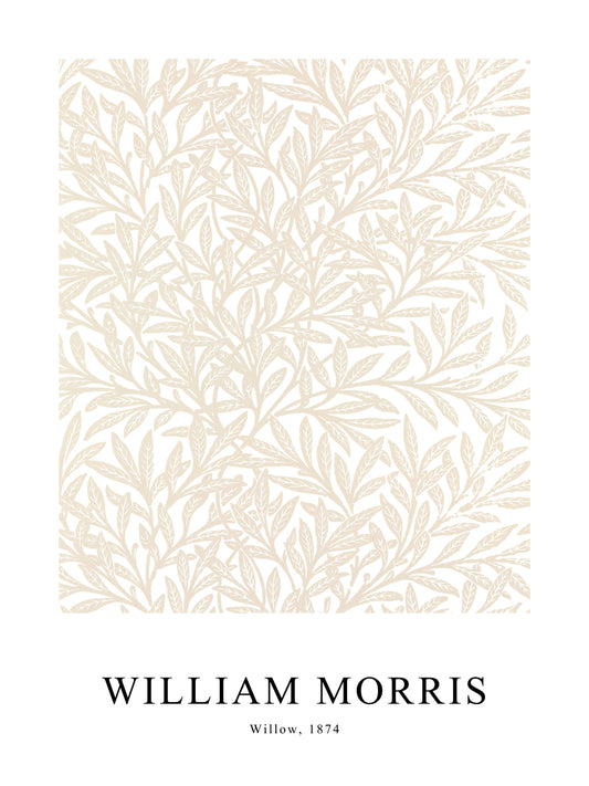 Poster of Willow by William Morris in beige, with light, elegant leafy branches.