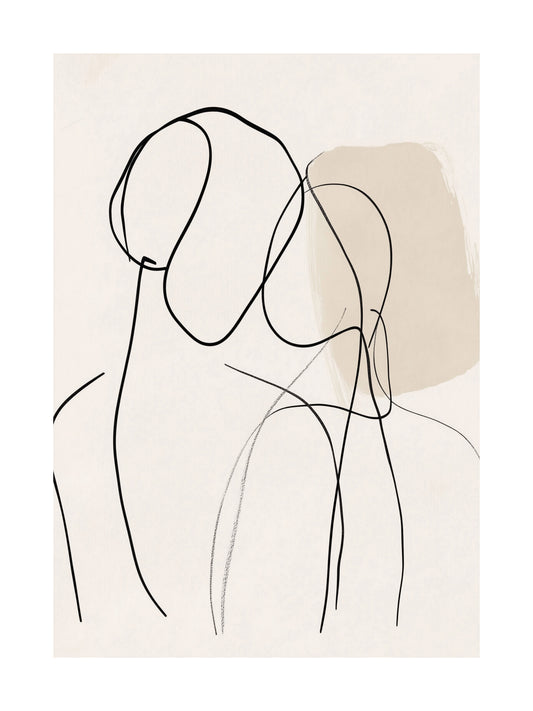 Abstract couple line drawing poster – ideal wall art for bedrooms or intimate spaces