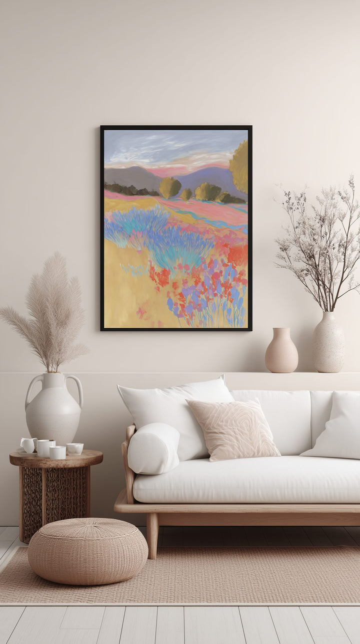 Pastel Fields at Sunset Poster