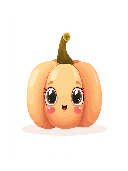 Cute cartoon pumpkin with big eyes and smile poster