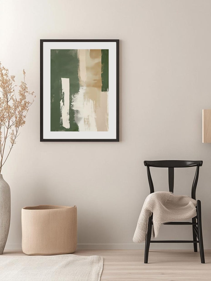 Olive & Sand Abstract Poster