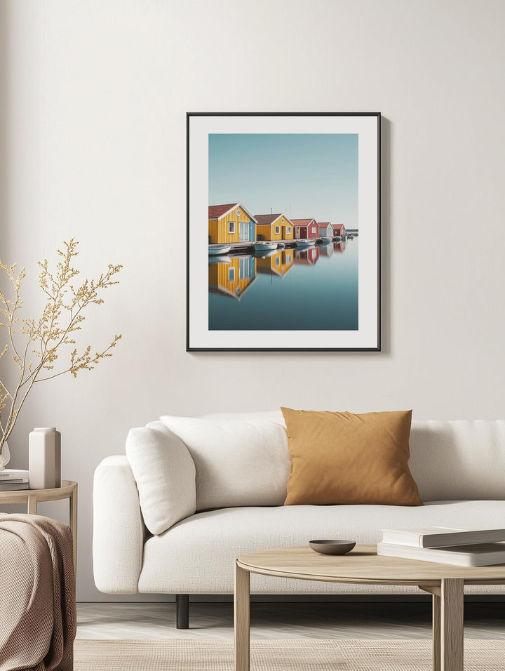 Smögen Boathouses Reflection Poster