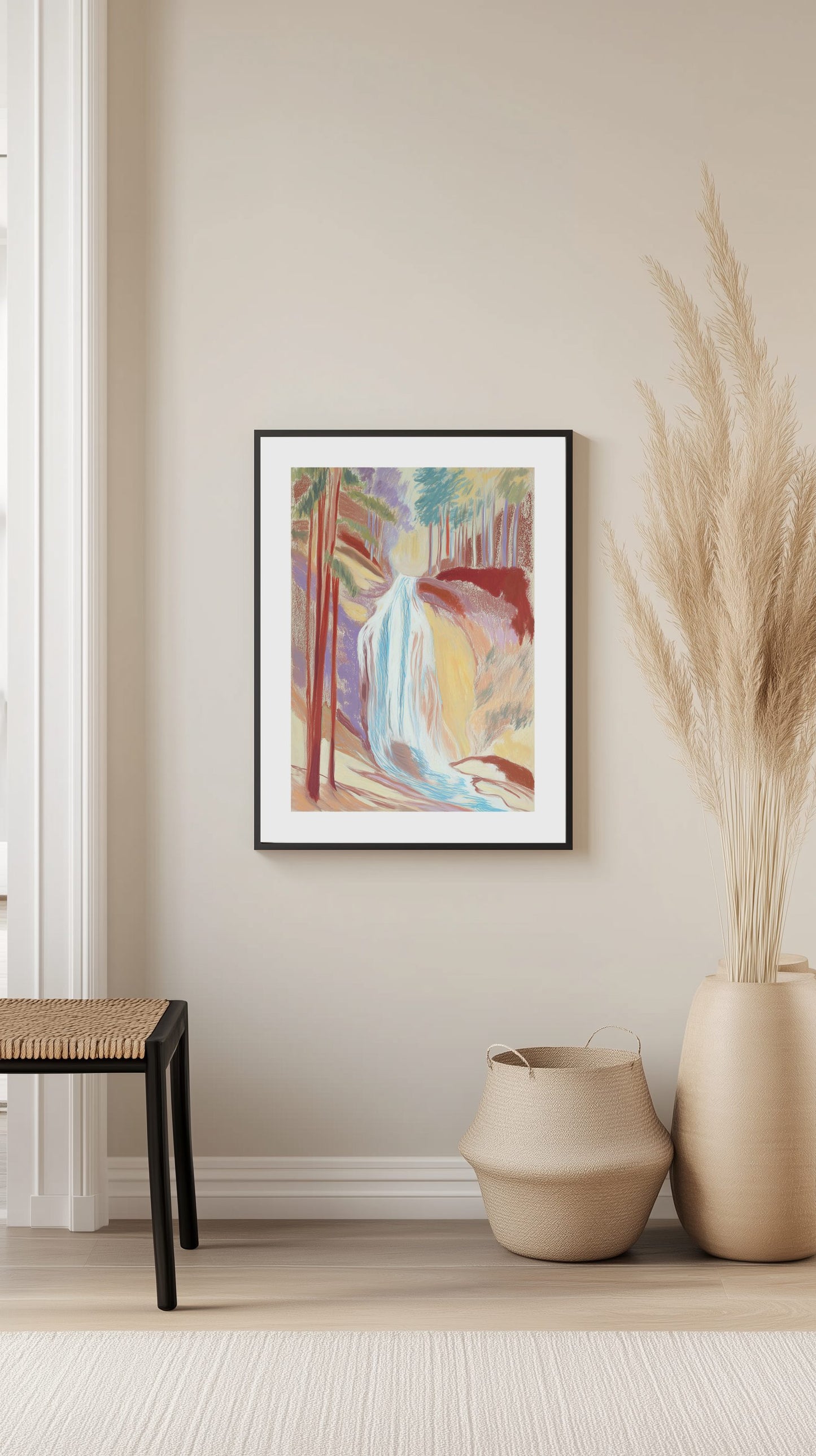 Forest Waterfall Serenity Poster