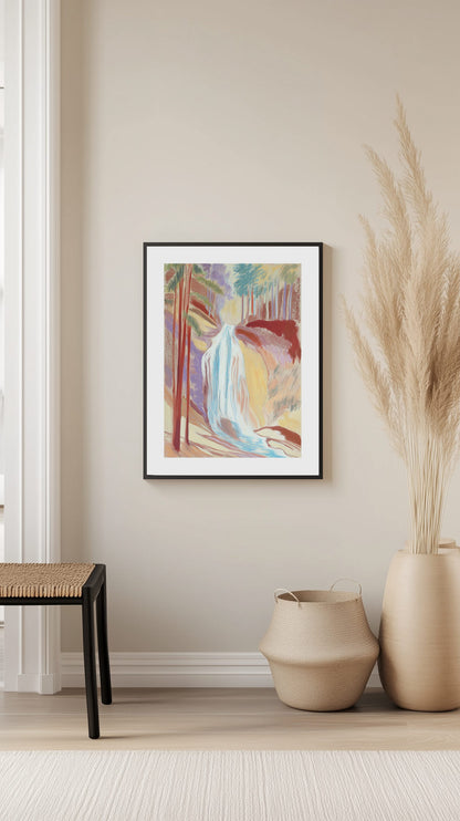 Forest Waterfall Serenity Poster
