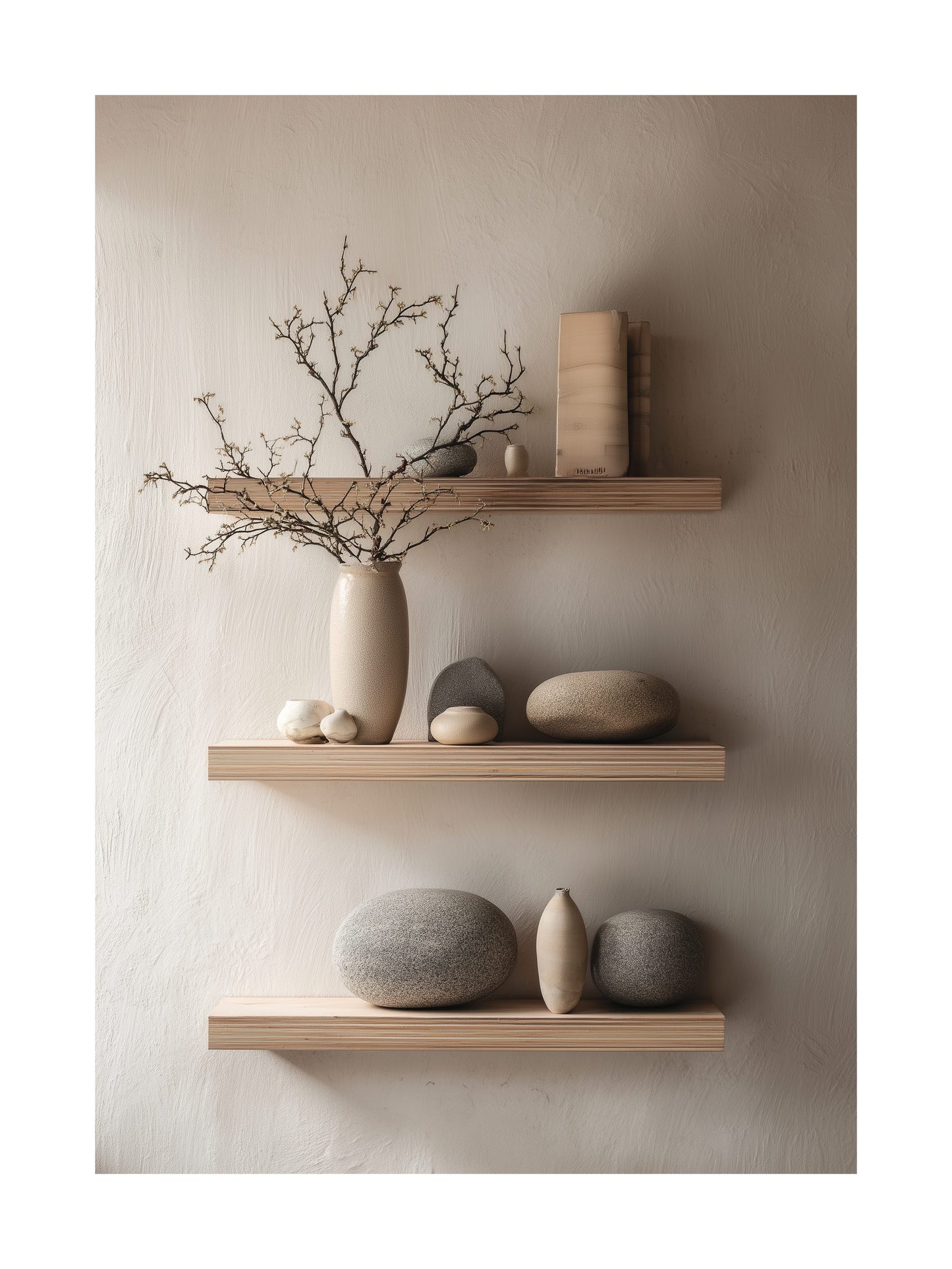 Scandinavian style poster with shelves and natural decor