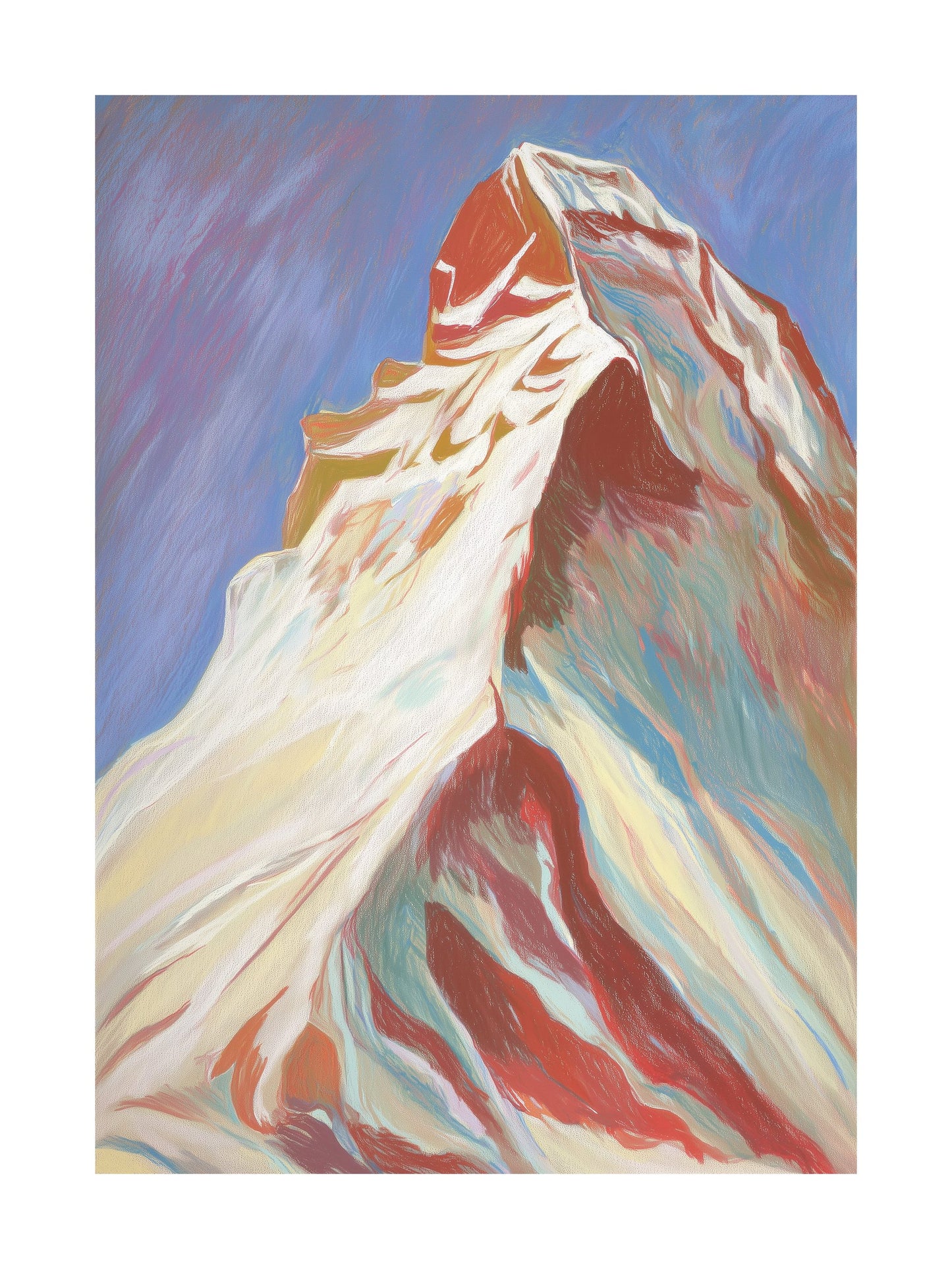 Mountain peak with vivid pastel color streaks