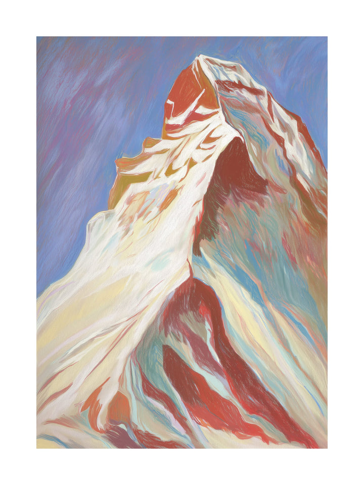 Mountain peak with vivid pastel color streaks