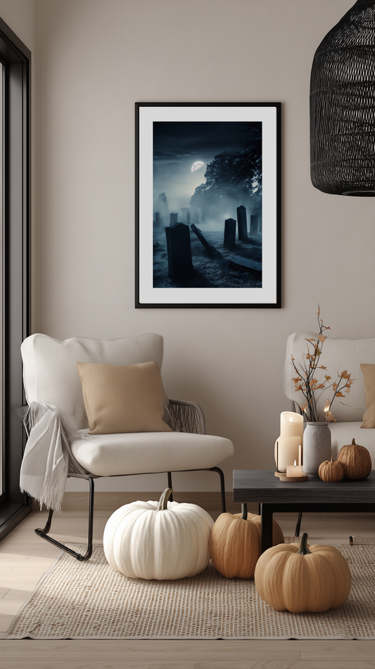 Misty Graveyard Halloween Poster