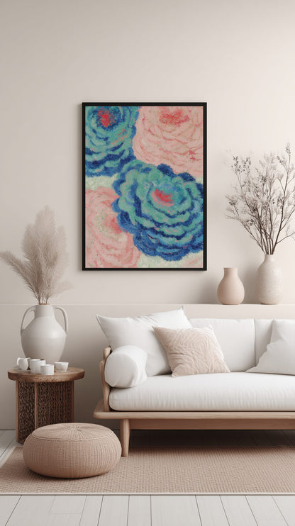 Blue Garden Bloom Poster