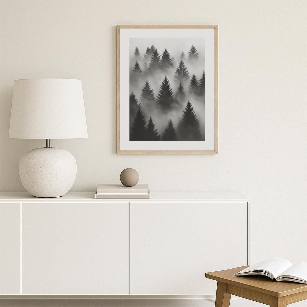 Foggy Forest Silhouette Poster