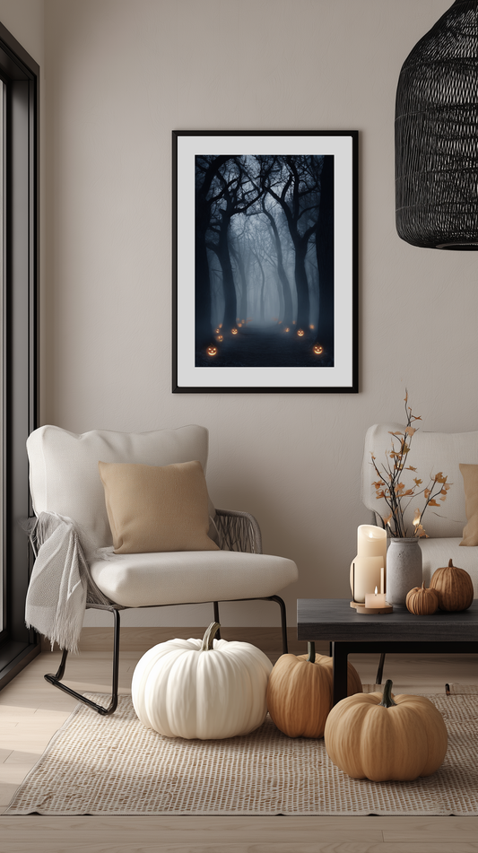 Haunted Pumpkin Forest Path Poster