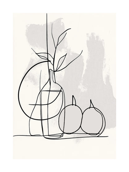 Neutral toned fruit sketch poster – Scandinavian style wall art