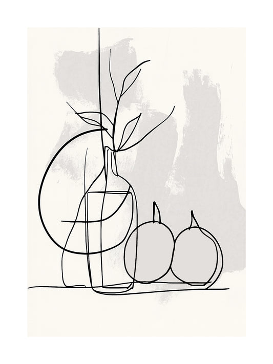 Neutral toned fruit sketch poster – Scandinavian style wall art