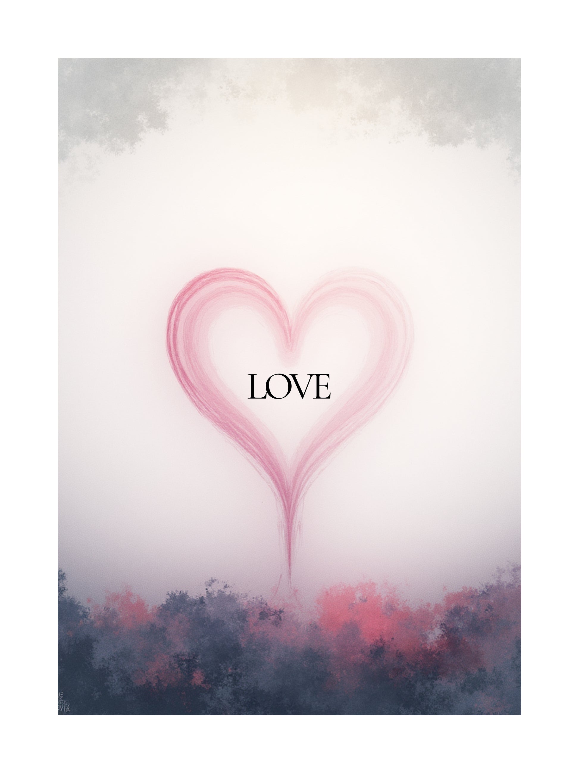Minimal LOVE text poster in black typography on a white background