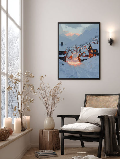 Alpine Village Sunset Poster