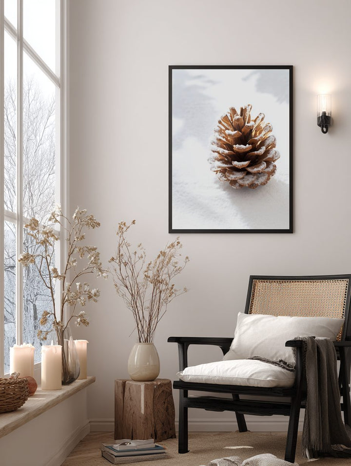 Snow Pinecone Poster