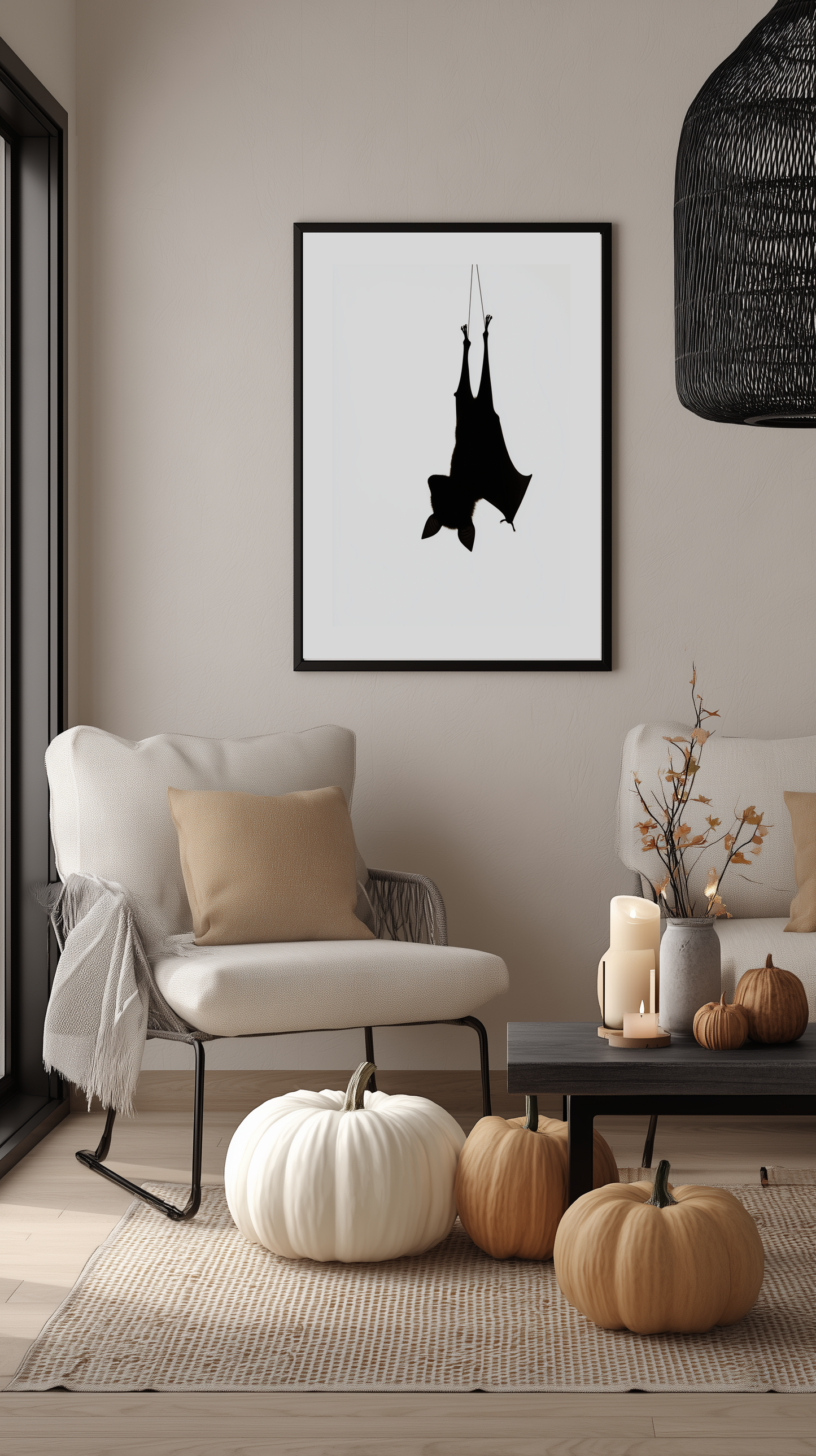 Hanging Bat Silhouette Poster