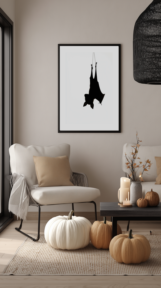 Hanging Bat Silhouette Poster