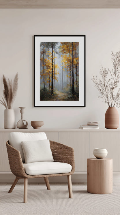 Misty Forest Path Poster