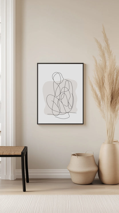 Crouching Figure Line Art Poster