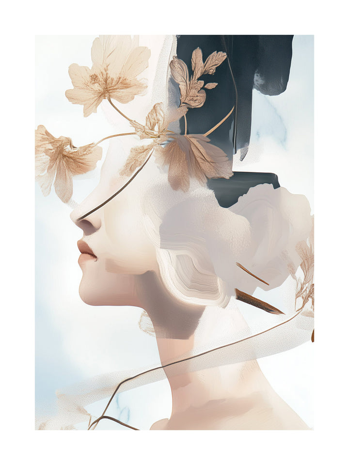 dreamy floral fusion decorative wall art - modern poster for home or office