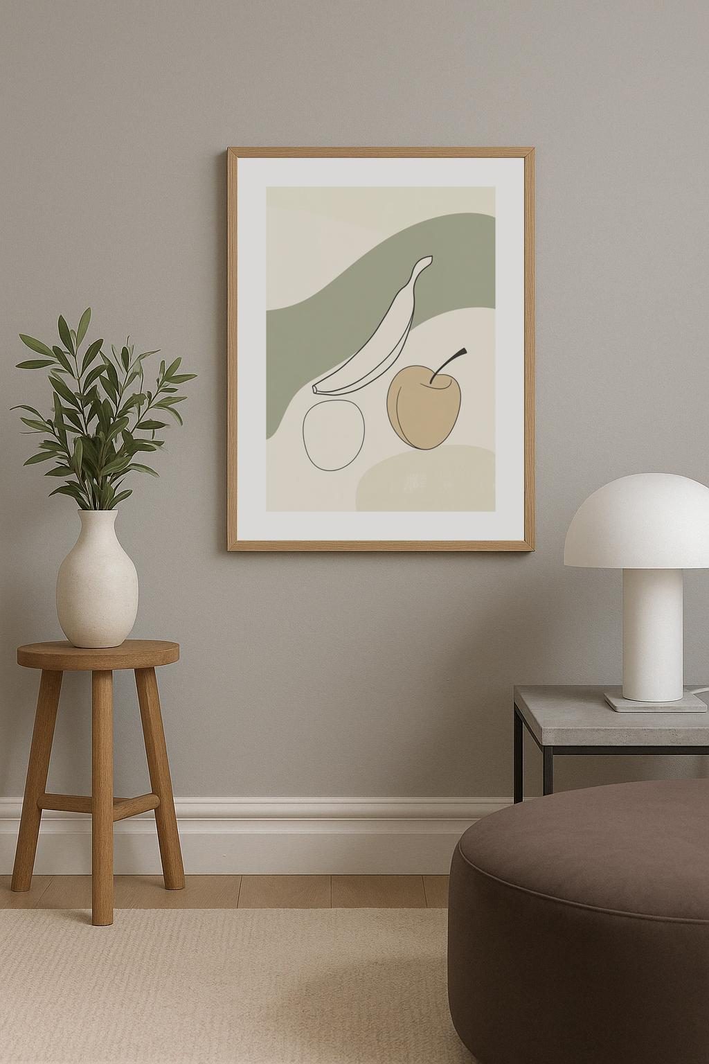 Minimal Fruit Line Art Poster