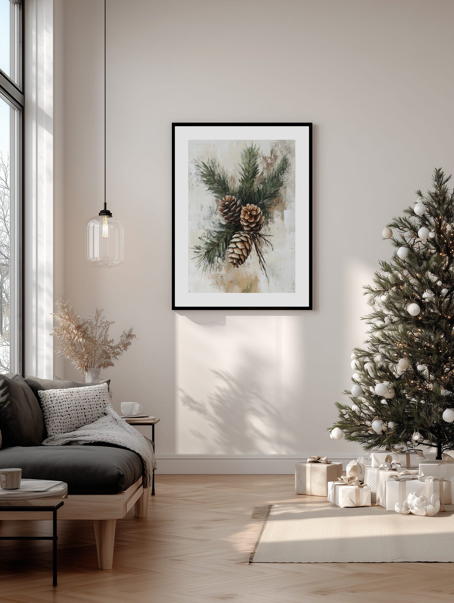 Pinecone Branches Christmas Poster