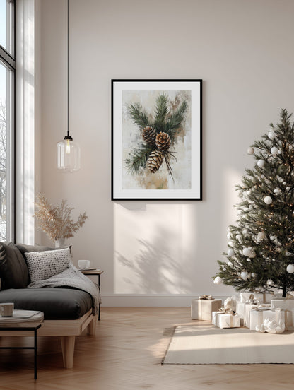 Pinecone Branches Christmas Poster